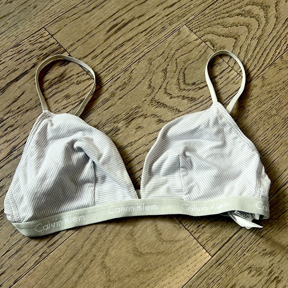 Calvin Klein grey and white lounge bra
